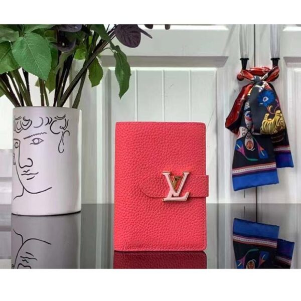 Louis Vuitton Unisex LV Vertical Compact Wallet Dragon Fruit Pink Taurillon Leather - Image 2