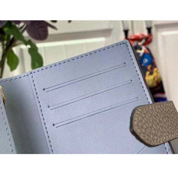 Louis Vuitton Unisex LV Vertical Compact Wallet Galet Gray Aquamarine Blue Taurillon Leather - Image 8