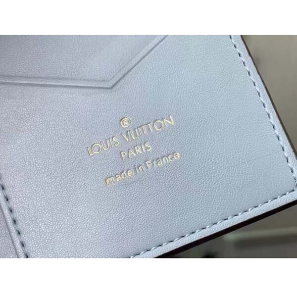 Louis Vuitton Unisex LV Vertical Compact Wallet Galet Gray Aquamarine Blue Taurillon Leather - Image 10