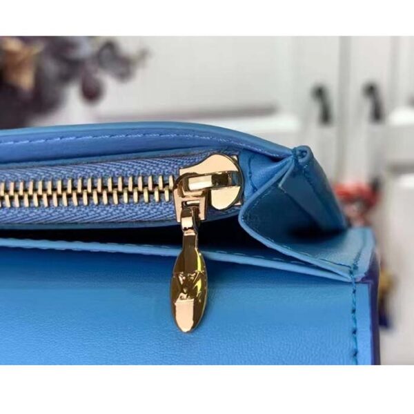 Louis Vuitton Unisex LV Vertical Wallet Blue Taurillon Calf-Leather Sliding Capucines Closure - Image 9