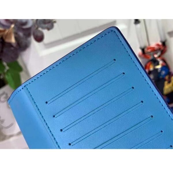 Louis Vuitton Unisex LV Vertical Wallet Blue Taurillon Calf-Leather Sliding Capucines Closure - Image 8