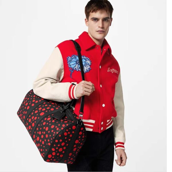 Louis Vuitton Unisex LV x YK Bandoulière Keepall 50 Black Red Taurillon Monogram Cowhide Infinity Dots - Image 12