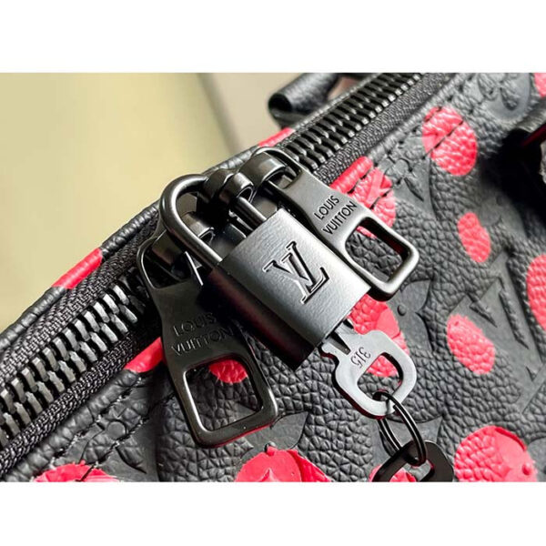 Louis Vuitton Unisex LV x YK Bandoulière Keepall 50 Black Red Taurillon Monogram Cowhide Infinity Dots - Image 6