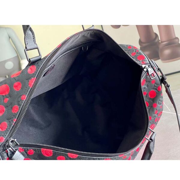 Louis Vuitton Unisex LV x YK Bandoulière Keepall 50 Black Red Taurillon Monogram Cowhide Infinity Dots - Image 5