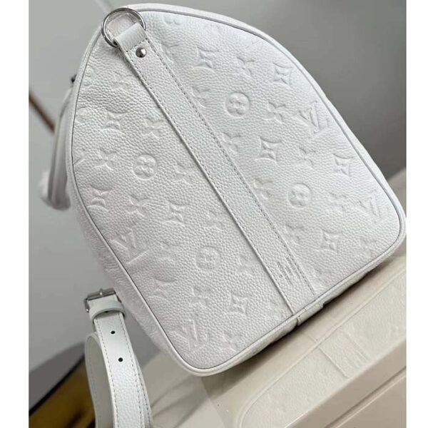 Louis Vuitton Unisex LV x YK Bandoulière Keepall 50 White Taurillon Monogram Cowhide Psychedelic Flower - Image 9