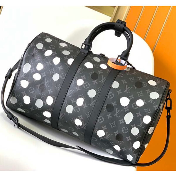 Louis Vuitton Unisex LV x YK Bandoulière Keepall 55 Monogram Eclipse Coated Canvas 3D Painted Dots Print - Image 3