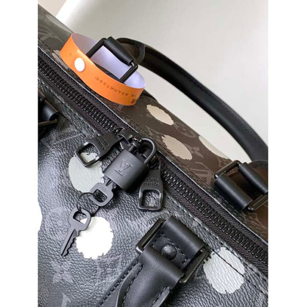 Louis Vuitton Unisex LV x YK Bandoulière Keepall 55 Monogram Eclipse Coated Canvas 3D Painted Dots Print - Image 7