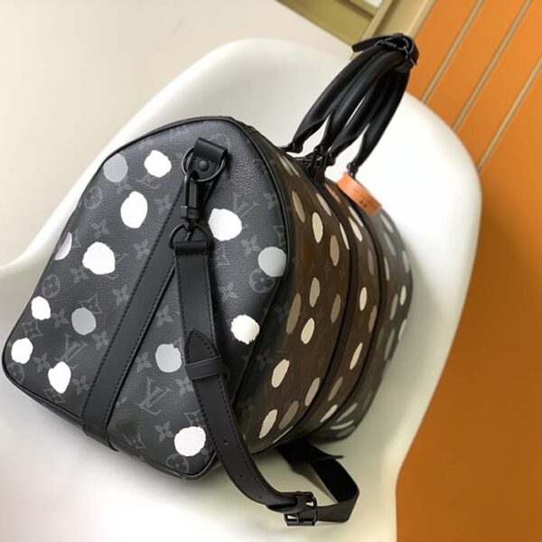 Louis Vuitton Unisex LV x YK Bandoulière Keepall 55 Monogram Eclipse Coated Canvas 3D Painted Dots Print - Image 4