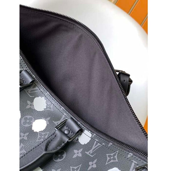Louis Vuitton Unisex LV x YK Bandoulière Keepall 55 Monogram Eclipse Coated Canvas 3D Painted Dots Print - Image 8