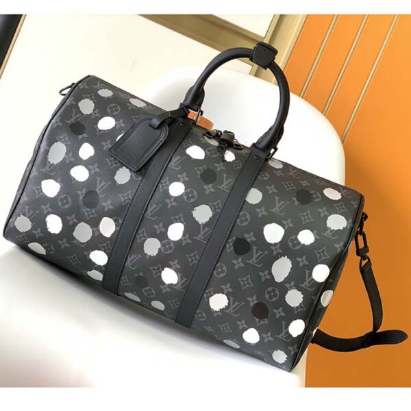 Louis Vuitton Unisex LV x YK Bandoulière Keepall 55 Monogram Eclipse Coated Canvas 3D Painted Dots Print - Image 2