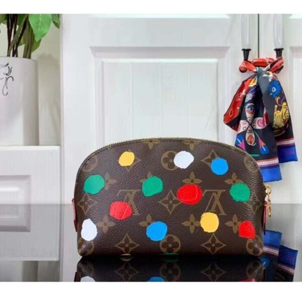 Louis Vuitton Unisex LV x YK Cosmetic Pouch Monogram Coated Canvas 3D Painted Dots Print - Image 2