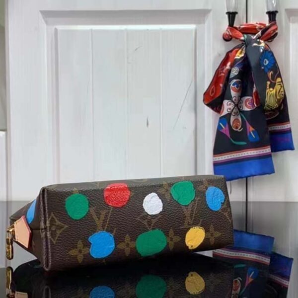 Louis Vuitton Unisex LV x YK Cosmetic Pouch Monogram Coated Canvas 3D Painted Dots Print - Image 5