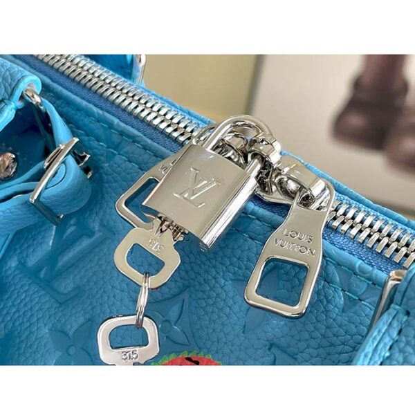 Louis Vuitton Unisex LV x YK Keepall 50 Blue Taurillon Monogram Embossed Cowhide Leather - Image 8