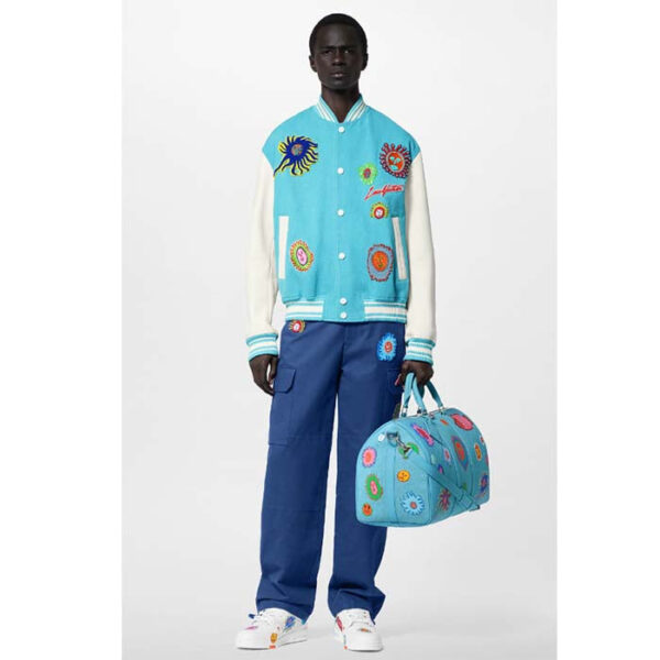 Louis Vuitton Unisex LV x YK Keepall 50 Blue Taurillon Monogram Embossed Cowhide Leather - Image 13
