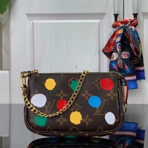Louis Vuitton Unisex LV x YK Mini Pochette Accessoires Monogram Coated Canvas 3D Painted Dots Print - Image 2