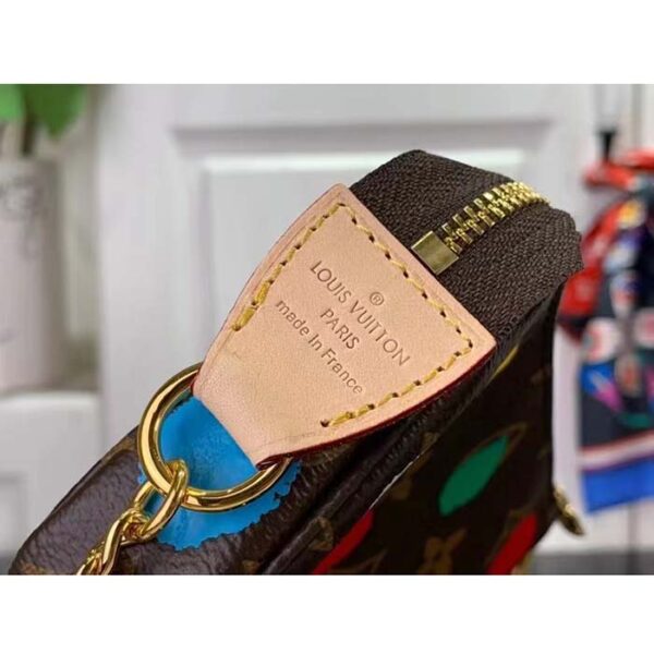 Louis Vuitton Unisex LV x YK Mini Pochette Accessoires Monogram Coated Canvas 3D Painted Dots Print - Image 8