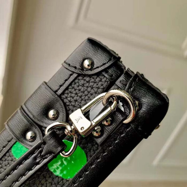 Louis Vuitton Unisex LV x YK Petite Malle Black Taurillon Bull Calf Leather 3D Painted Dots - Image 8