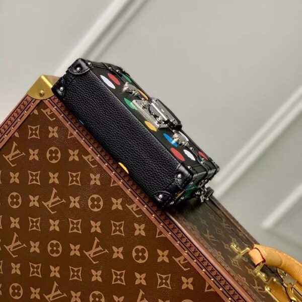 Louis Vuitton Unisex LV x YK Petite Malle Black Taurillon Bull Calf Leather 3D Painted Dots - Image 6