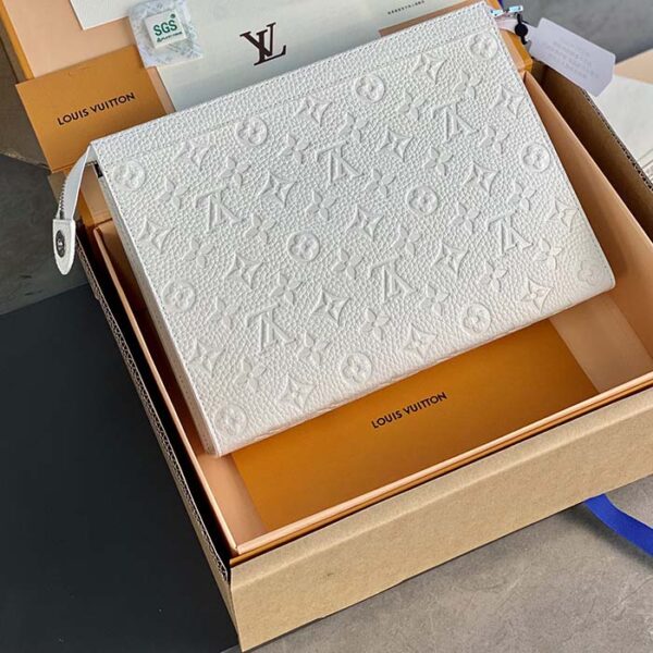 Louis Vuitton Unisex LV x YK Pochette Voyage White Taurillon Monogram Cowhide Psychedelic Flower - Image 4