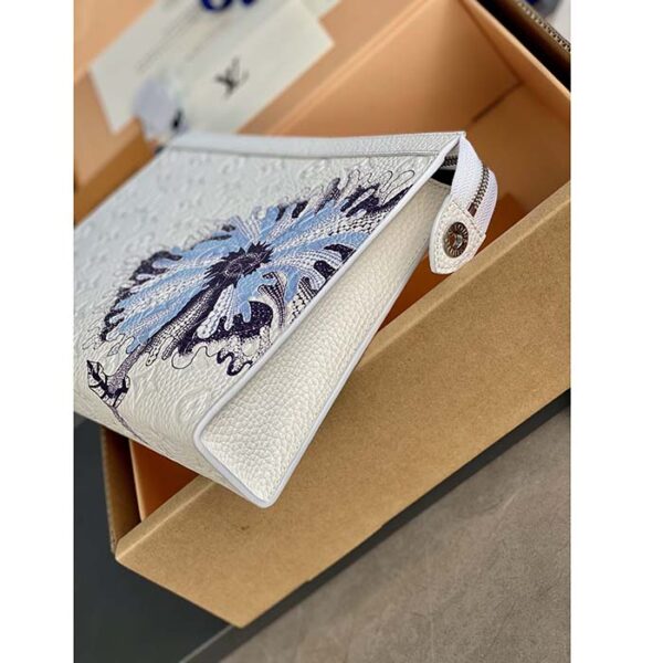 Louis Vuitton Unisex LV x YK Pochette Voyage White Taurillon Monogram Cowhide Psychedelic Flower - Image 6