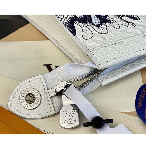 Louis Vuitton Unisex LV x YK Pochette Voyage White Taurillon Monogram Cowhide Psychedelic Flower - Image 10