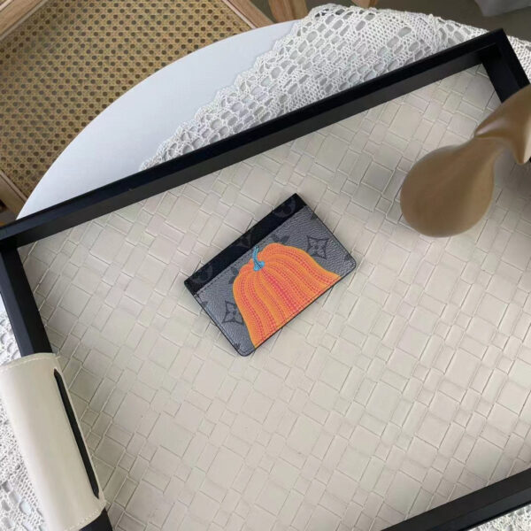 Louis Vuitton Unisex LV x YK Porte Carte Simple Monogram Eclipse Reverse Coated Canvas Pumpkin - Image 3