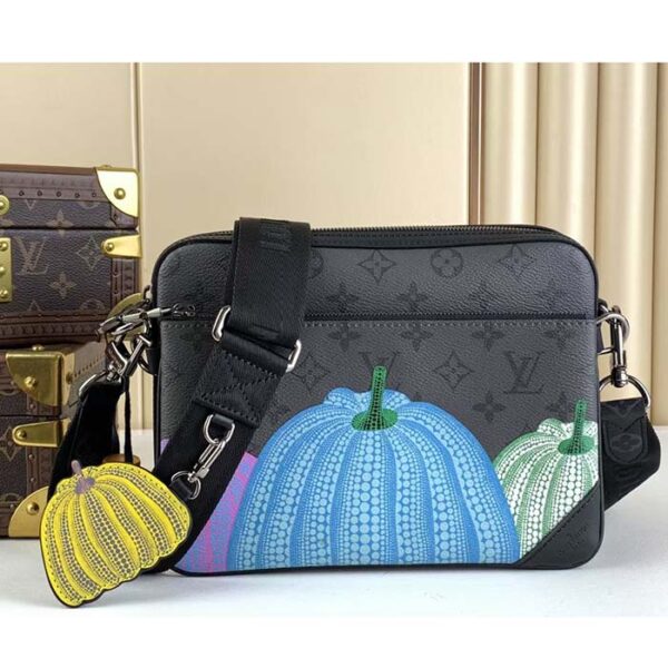 Louis Vuitton Unisex LV x YK Trio Messenger Monogram Eclipse Reverse Coated Canvas Pumpkin - Image 2