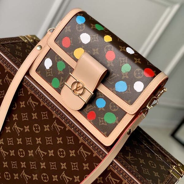 Louis Vuitton Unisex LVxYK Dauphine MM Monogram Coated Canvas 3D Painted Dots Print - Image 2