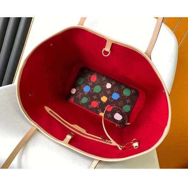 Louis Vuitton Unisex LVxYK Neverfull MM Tote Monogram Coated Canvas 3D Painted Dots Print - Image 8