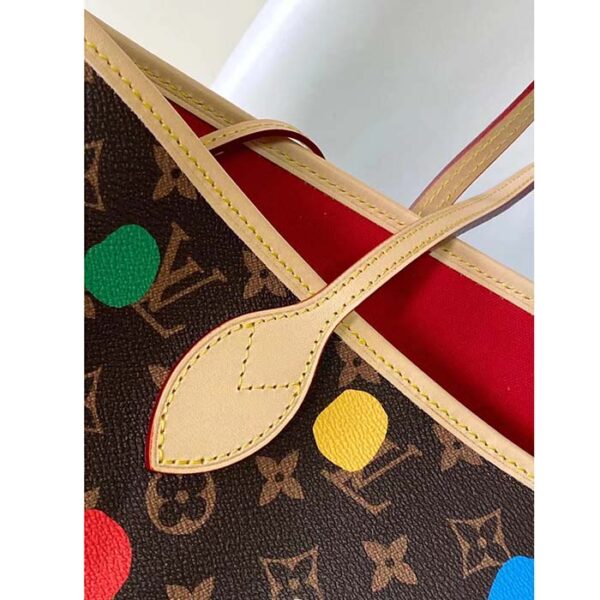 Louis Vuitton Unisex LVxYK Neverfull MM Tote Monogram Coated Canvas 3D Painted Dots Print - Image 10