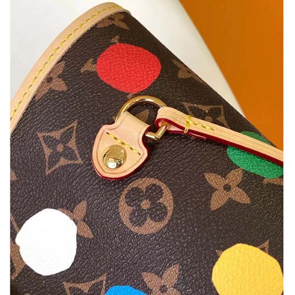 Louis Vuitton Unisex LVxYK Neverfull MM Tote Monogram Coated Canvas 3D Painted Dots Print - Image 9