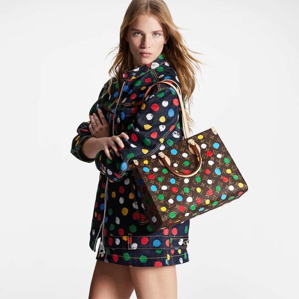 Louis Vuitton Unisex LVxYK OnTheGo MM Monogram Coated Canvas 3D Painted Dots Print - Image 13