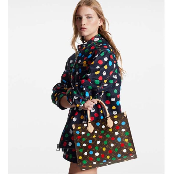 Louis Vuitton Unisex LVxYK OnTheGo MM Monogram Coated Canvas 3D Painted Dots Print - Image 14