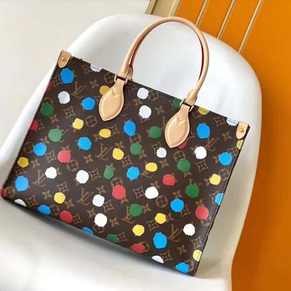 Louis Vuitton Unisex LVxYK OnTheGo MM Monogram Coated Canvas 3D Painted Dots Print - Image 3
