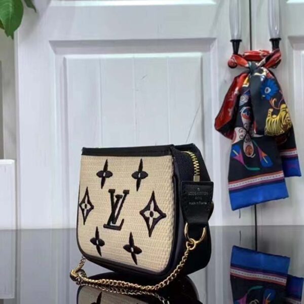 Louis Vuitton Unisex Mini Pochette Accessoires Black Lotus Cotton Cowhide Zip Closure - Image 3