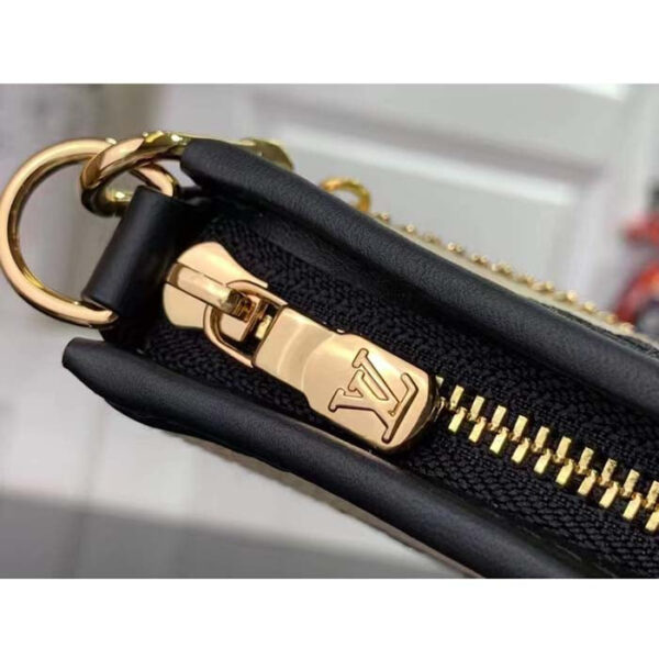 Louis Vuitton Unisex Mini Pochette Accessoires Black Lotus Cotton Cowhide Zip Closure - Image 10