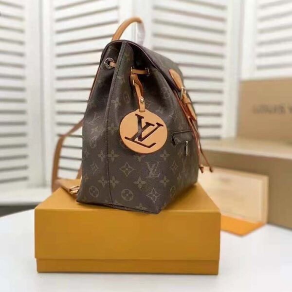 Louis Vuitton Unisex Montsouris PM Aged Natural Leather Monogram Coated Canvas - Image 4