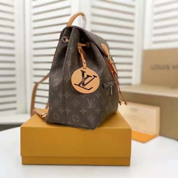 Louis Vuitton Unisex Montsouris PM Aged Natural Leather Monogram Coated Canvas - Image 6