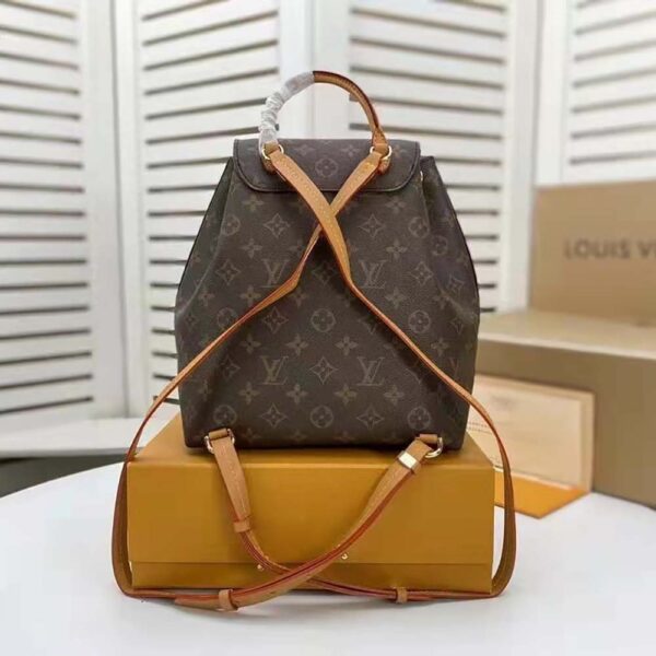Louis Vuitton Unisex Montsouris PM Aged Natural Leather Monogram Coated Canvas - Image 3