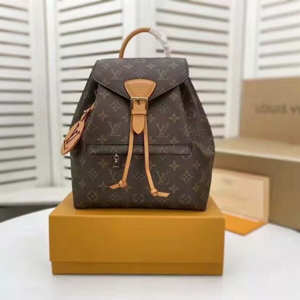 Louis Vuitton Unisex Montsouris PM Aged Natural Leather Monogram Coated Canvas - Image 2