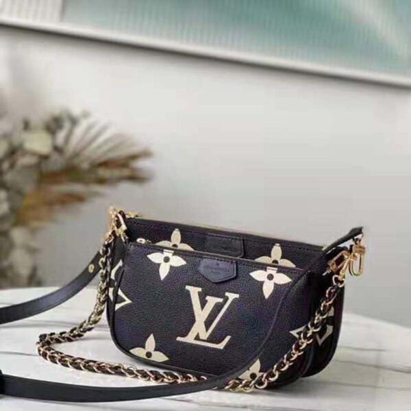 Louis Vuitton Unisex Multi Pochette Accessoires Black Cream Embossed Supple Grained Cowhide - Image 4