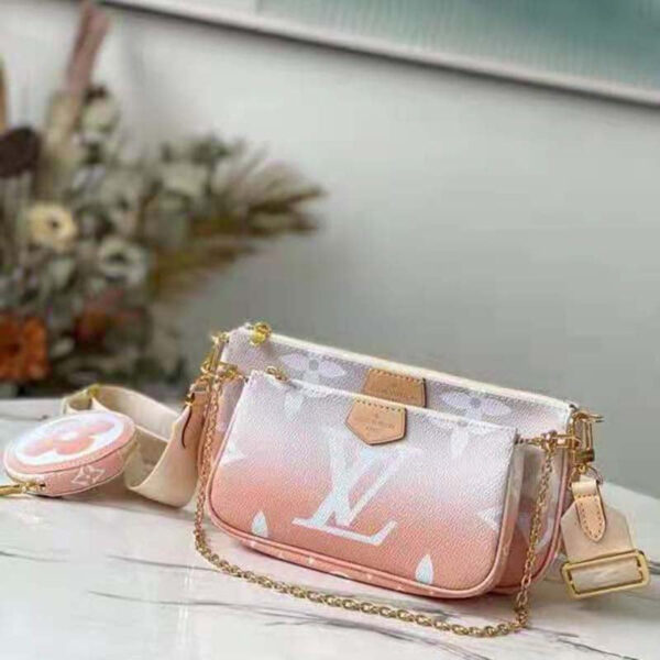Louis Vuitton Unisex Multi Pochette Accessoires Pink Brume Gray Monogram Giant Coated Canvas - Image 2