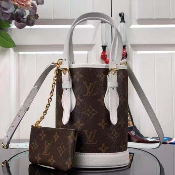 Louis Vuitton Unisex Nano Bucket Brown Monogram Coated Canvas Cowhide Leather - Image 2