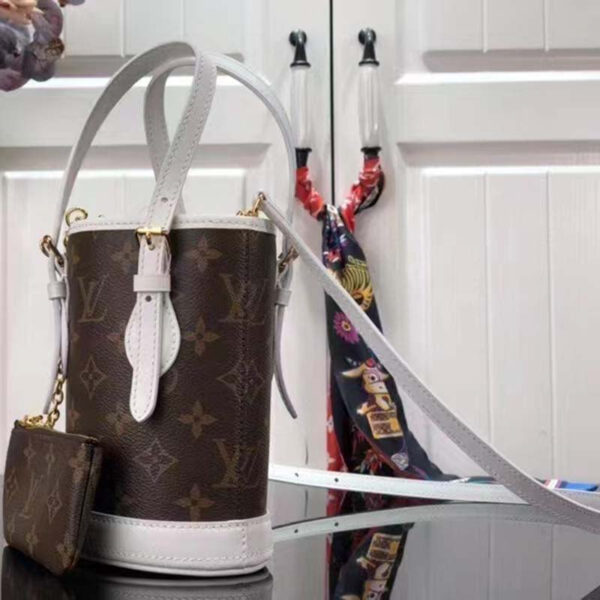 Louis Vuitton Unisex Nano Bucket Brown Monogram Coated Canvas Cowhide Leather - Image 4