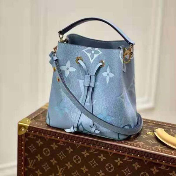 Louis Vuitton Unisex NéoNoé BB Bucket Bag Summer Blue Embossed Grained Cowhide Leather - Image 2