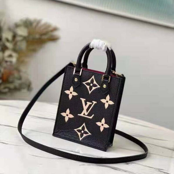Louis Vuitton Unisex Petit Sac Plat Black Beige Monogram Empreinte Embossed Supple Grained Cowhide - Image 2