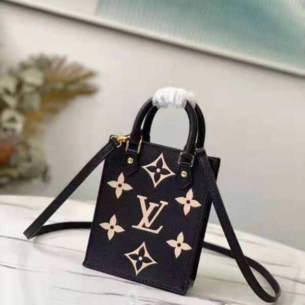 Louis Vuitton Unisex Petit Sac Plat Black Beige Monogram Empreinte Embossed Supple Grained Cowhide - Image 3