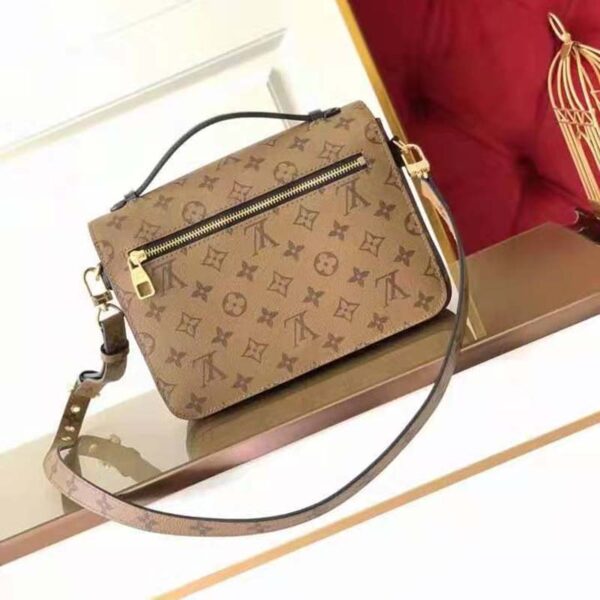 Louis Vuitton Unisex Pochette Métis Bag Monogram Reverse Coated Canvas Natural Cowhide - Image 5