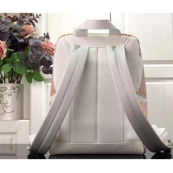 Louis Vuitton Unisex Racer Backpack White Damier Spray Cowhide Leather - Image 4