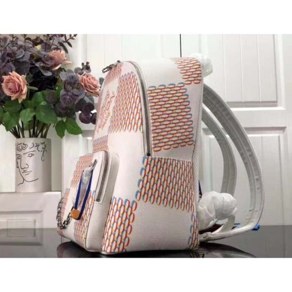 Louis Vuitton Unisex Racer Backpack White Damier Spray Cowhide Leather - Image 3